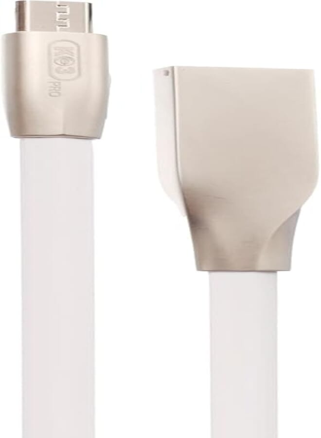 K3 K37 USB To Micro Fast Charging Cable – 2.4A, 1m Nylon Braided Durable Cord, High-Speed Data Sync, Compatible with Samsung, Xiaomi, Huawei, Android Devices, Power Banks – White Silver